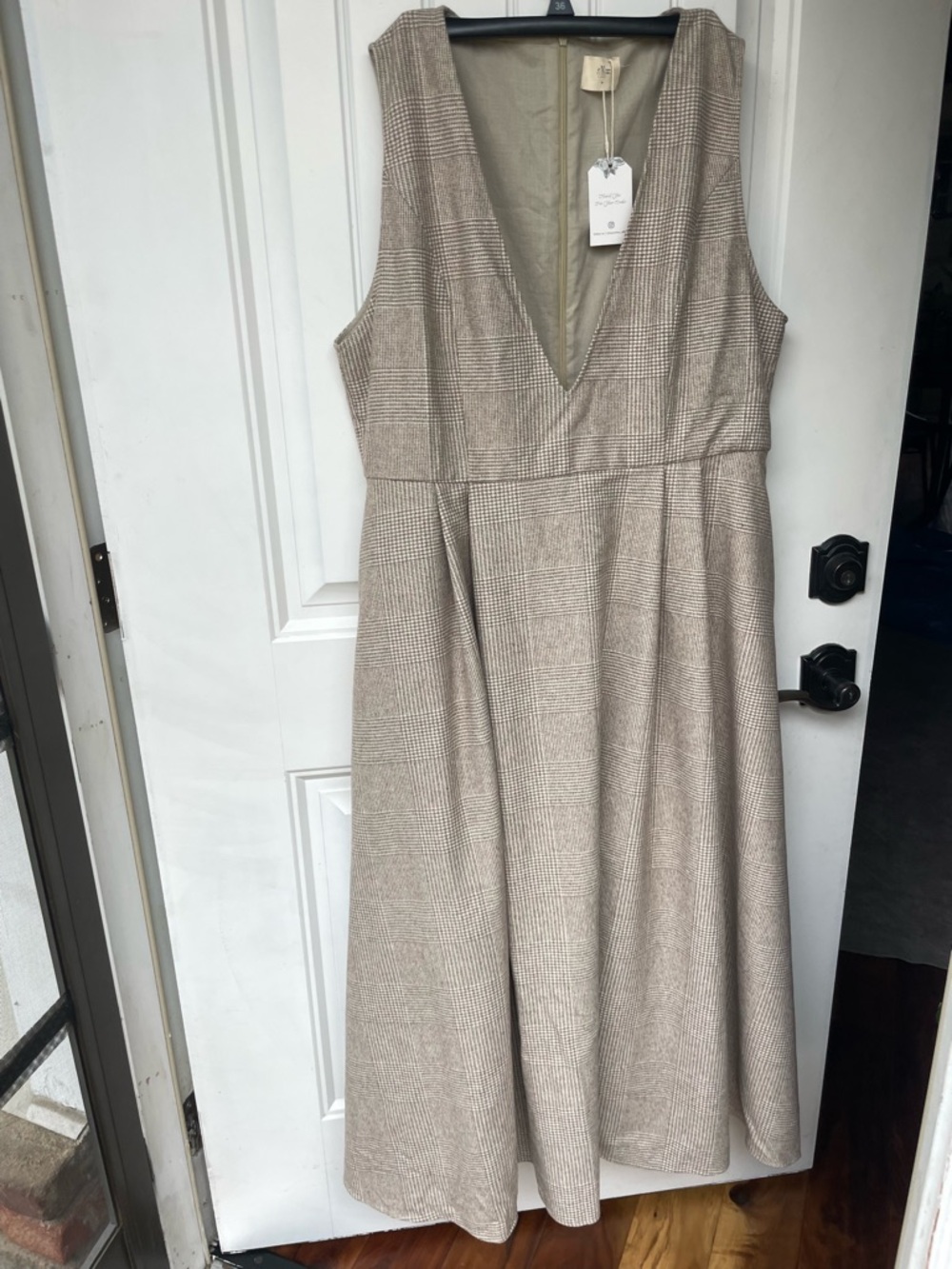 Linen Vibes beige cottage core wool blend taupe dress size XL